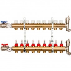 STOUT Распределительный коллектор из латуни с расходомерами 9 вых. (SMB0473000009)