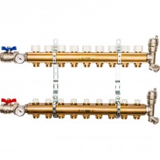STOUT Распределительный коллектор из латуни без расходомеров 9 вых. (SMB0468000009)